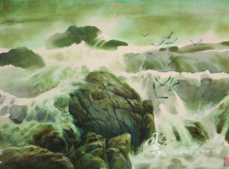 温宝耀 《激浪》 45*58cm 1999年